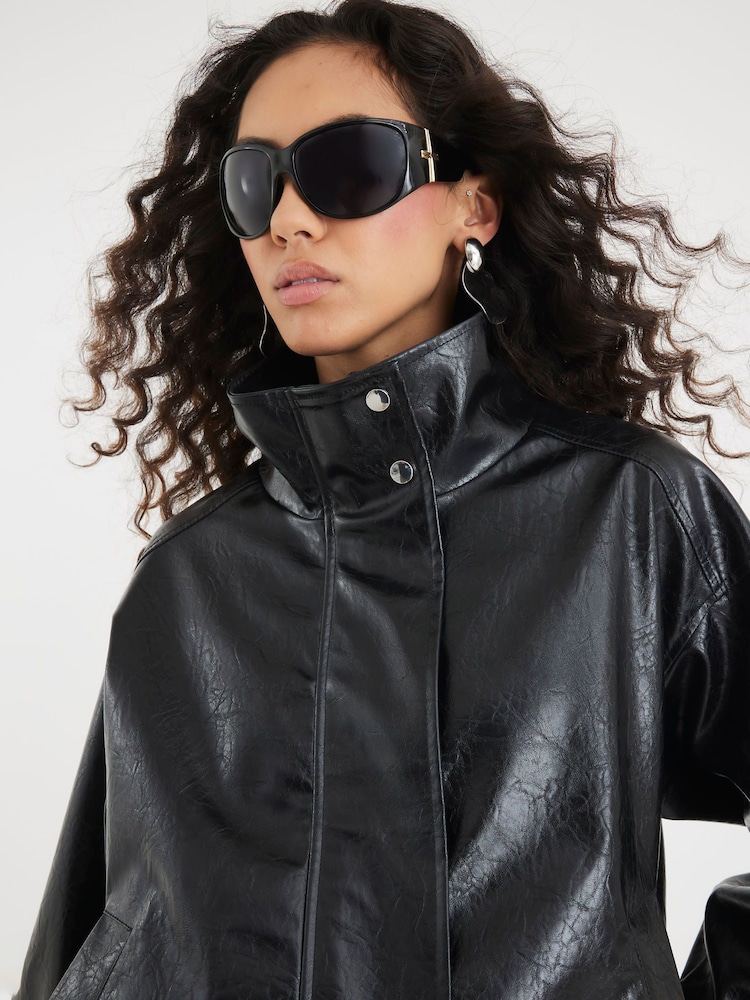 River Island Faux Leather Funnel Neck Jacket - Imagen 4 de 4