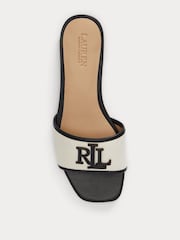 Lauren Ralph Lauren Black Everley Leather-Trim Canvas Slide Sandals - Image 3 of 4