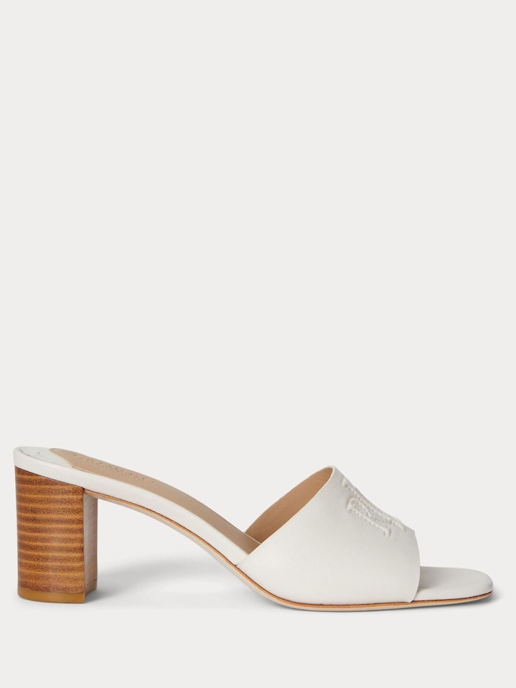 Lauren Ralph Lauren White Everley Block-Heel Nappa Leather Sandals - Image 1 of 4 Lauren Ralph Lauren White Everley Block-Heel Nappa Leather Sandals - Image 1 of 4