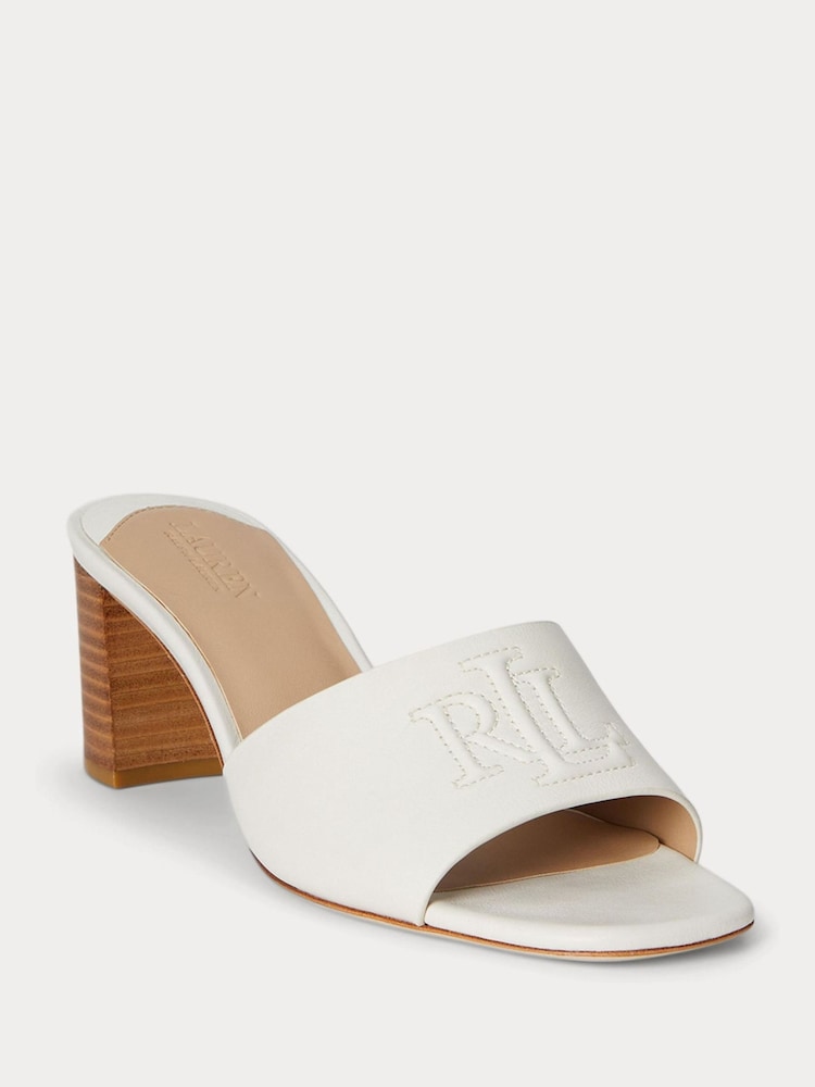 Lauren Ralph Lauren White Everley Block-Heel Nappa Leather Sandals - Image 2 of 4 Lauren Ralph Lauren White Everley Block-Heel Nappa Leather Sandals - Image 2 of 4