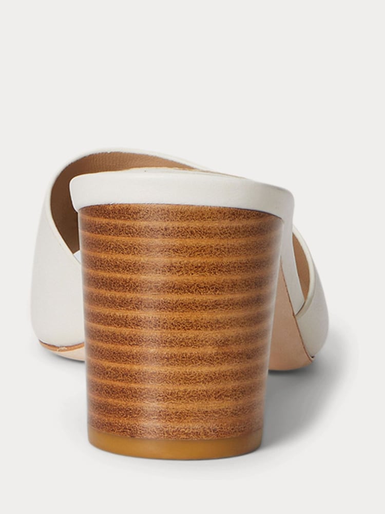 Lauren Ralph Lauren White Everley Block-Heel Nappa Leather Sandals - Image 4 of 4 Lauren Ralph Lauren White Everley Block-Heel Nappa Leather Sandals - Image 4 of 4