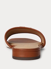 Lauren Ralph Lauren Brown Everley Leather-Trim Canvas Slide Sandals - Image 4 of 4