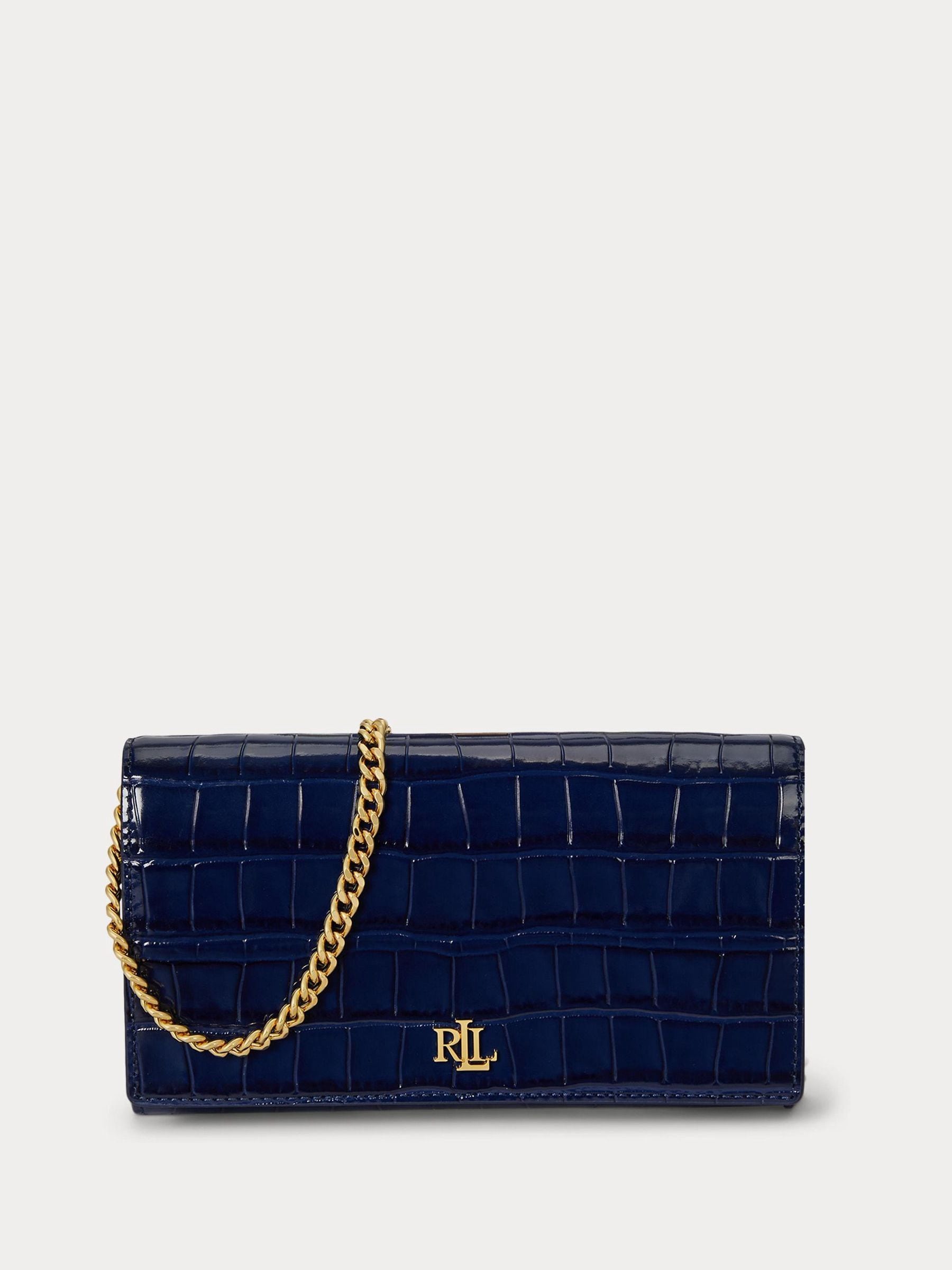 Buy Lauren Ralph Lauren Blue Adair Glossy Croc Embossed Crossbody