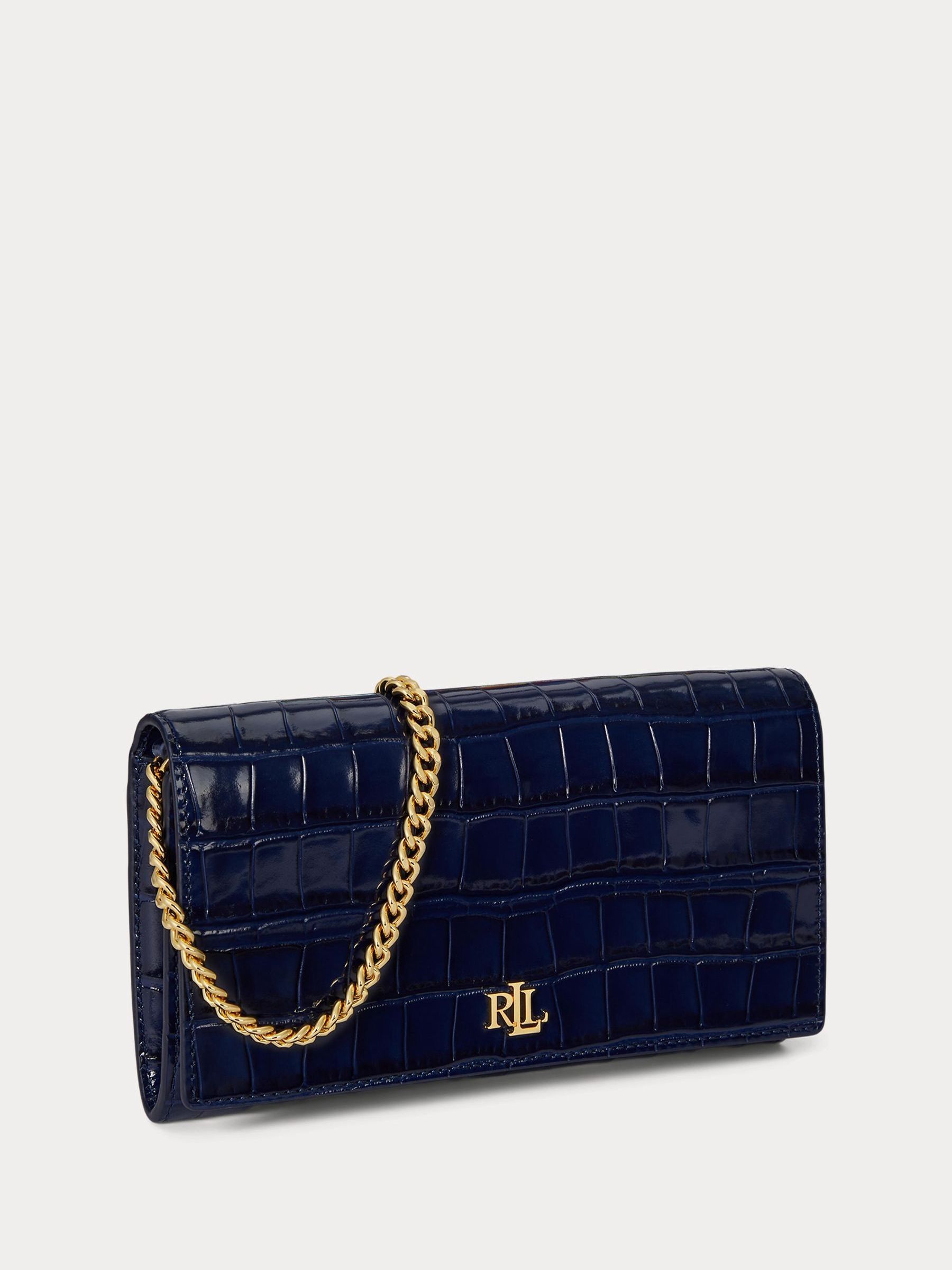 Buy Lauren Ralph Lauren Blue Adair Glossy Croc Embossed Crossbody