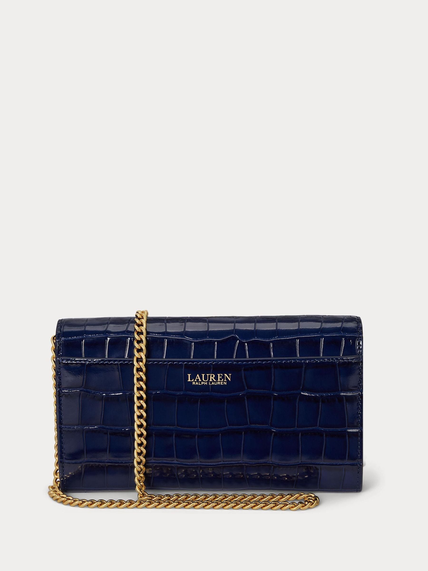 Buy Lauren Ralph Lauren Blue Adair Glossy Croc Embossed Crossbody