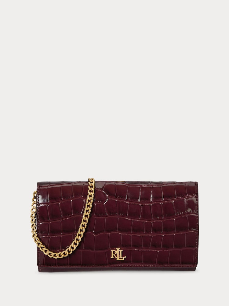 Lauren Ralph Lauren Red Adair Glossy Croc Embossed Crossbody Clutch Bag - Image 1 of 5 Lauren Ralph Lauren Red Adair Glossy Croc Embossed Crossbody Clutch Bag - Image 1 of 5