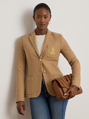Lauren Ralph Lauren Brown Anfisa Crest Logo Blazer Jacket - Image 3 of 10