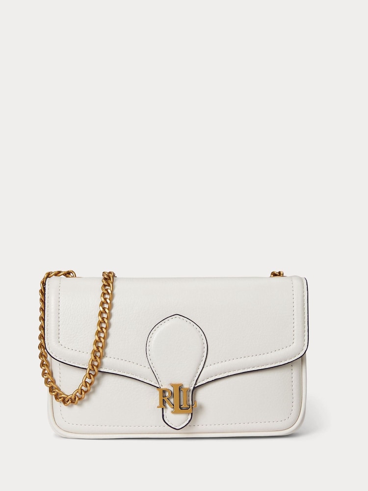 Lauren Ralph Lauren White Bradley Pebbled Leather Cross-Body Bag - Image 1 of 5