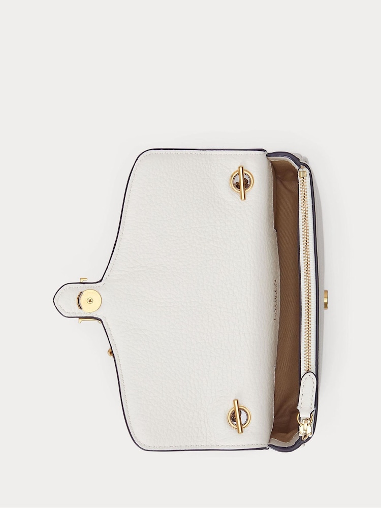 Lauren Ralph Lauren White Bradley Pebbled Leather Cross-Body Bag - Image 5 of 5
