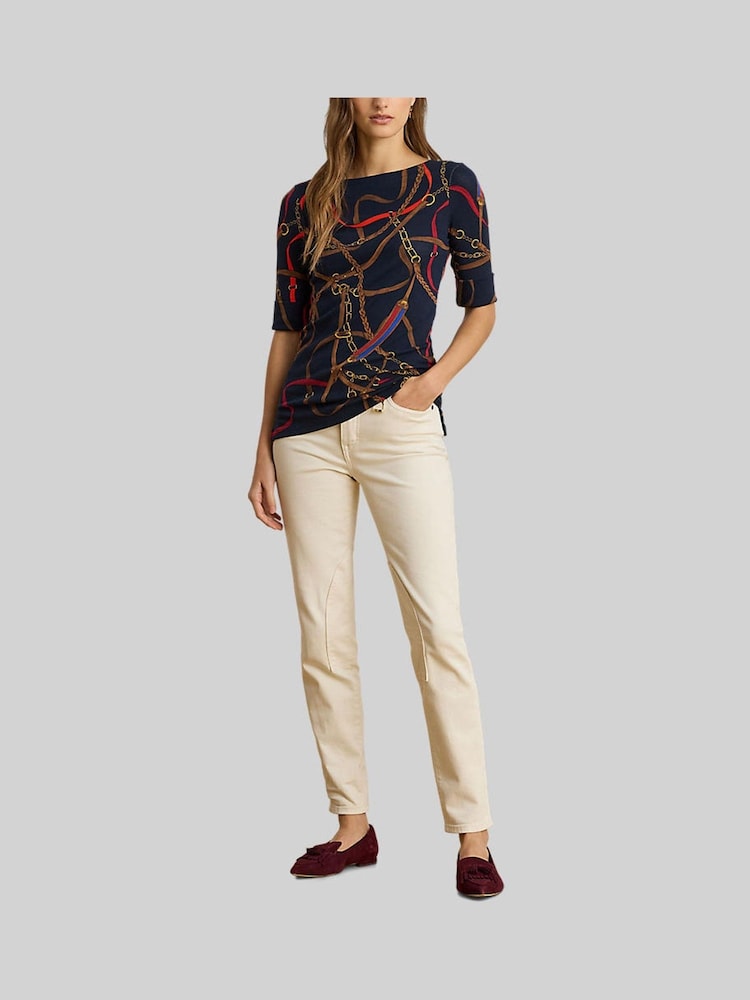 Buy Lauren Ralph Lauren Belt Print Judy Stretch Cotton Boat  display picture 1