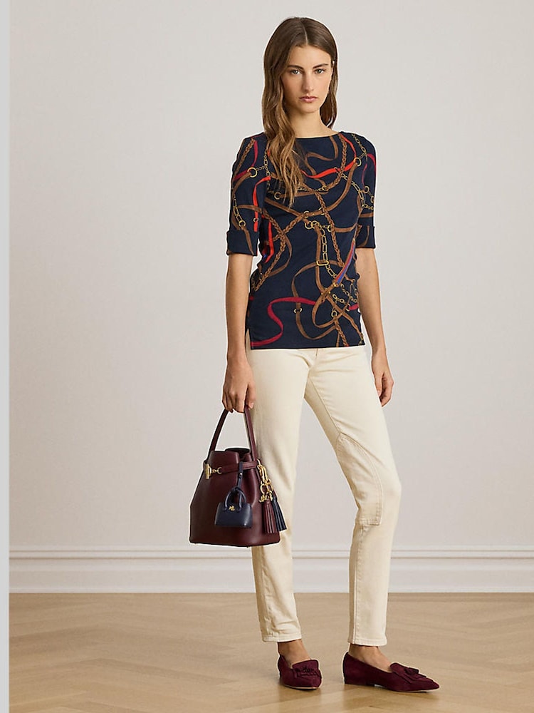 Buy Lauren Ralph Lauren Belt Print Judy Stretch Cotton Boat  display picture 1