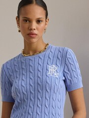 Lauren Ralph Lauren Blue Judy Stretch Cotton Boatneck Top - Image 4 of 8