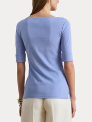 Lauren Ralph Lauren Blue Judy Stretch Cotton Boatneck Top - Image 6 of 8