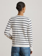 Lauren Ralph Lauren Blue Ralhan Stripe Cable Knit Crest Logo Cardigan - Image 3 of 7