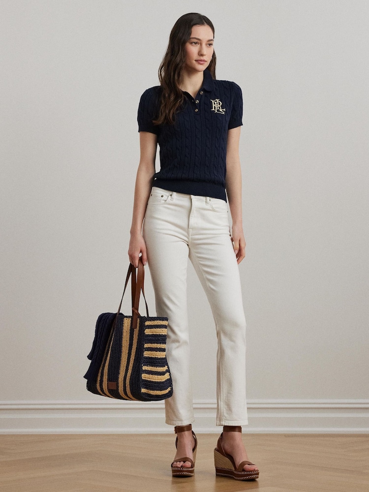 Lauren Ralph Lauren Blue Montiva Cable Knit Emboridered Logo Jumper - Image 2 of 8 Lauren Ralph Lauren Blue Montiva Cable Knit Emboridered Logo Jumper - Image 2 of 8