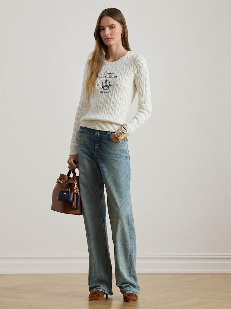 Lauren Ralph Lauren White Rinett Logo Embroidered Knit Jumper - Image 2 of 8 Lauren Ralph Lauren White Rinett Logo Embroidered Knit Jumper - Image 2 of 8