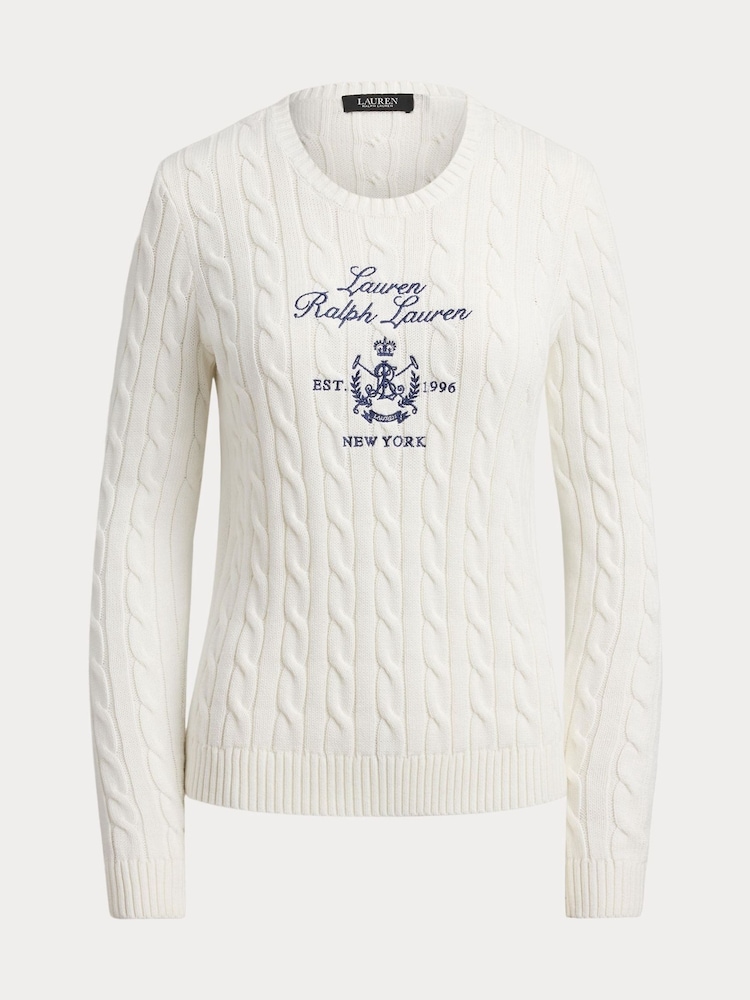 Lauren Ralph Lauren White Rinett Logo Embroidered Knit Jumper - Image 8 of 8 Lauren Ralph Lauren White Rinett Logo Embroidered Knit Jumper - Image 8 of 8