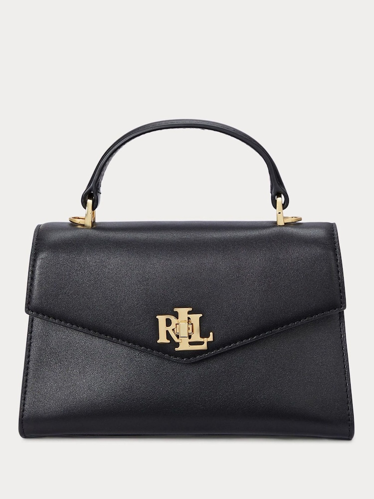 Lauren Ralph Lauren Black Farrah Top Handle Leather Satchel Bag - Image 1 of 8 Lauren Ralph Lauren Black Farrah Top Handle Leather Satchel Bag - Image 1 of 8