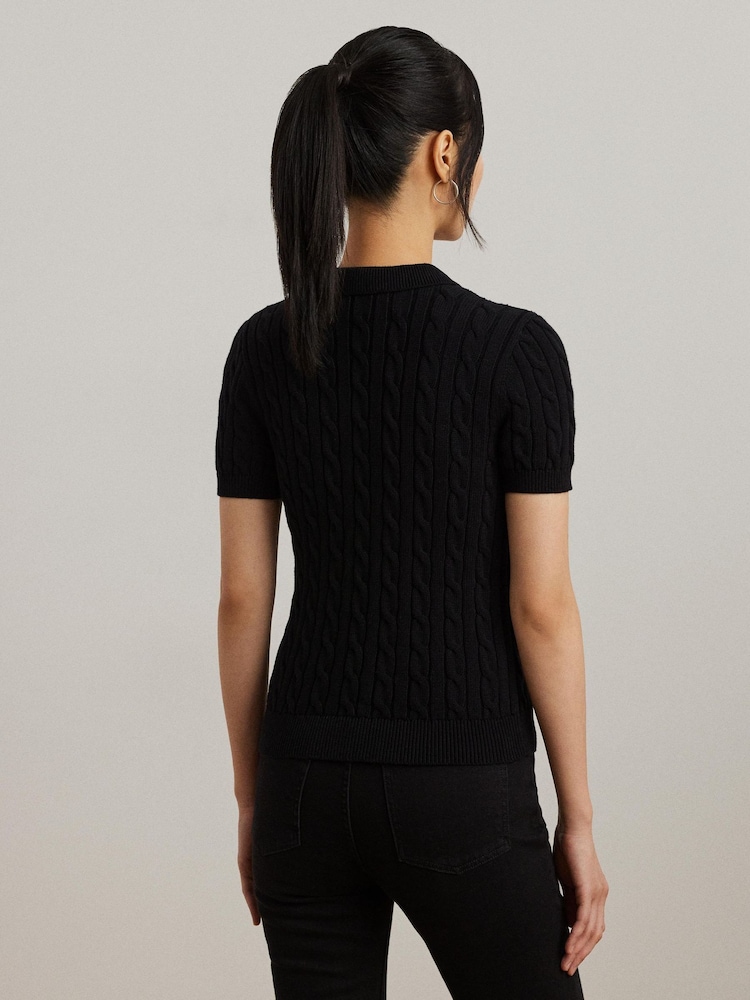 Lauren Ralph Lauren Black Montiva Cable Knit Emboridered Logo Jumper - Image 2 of 5 Lauren Ralph Lauren Black Montiva Cable Knit Emboridered Logo Jumper - Image 2 of 5
