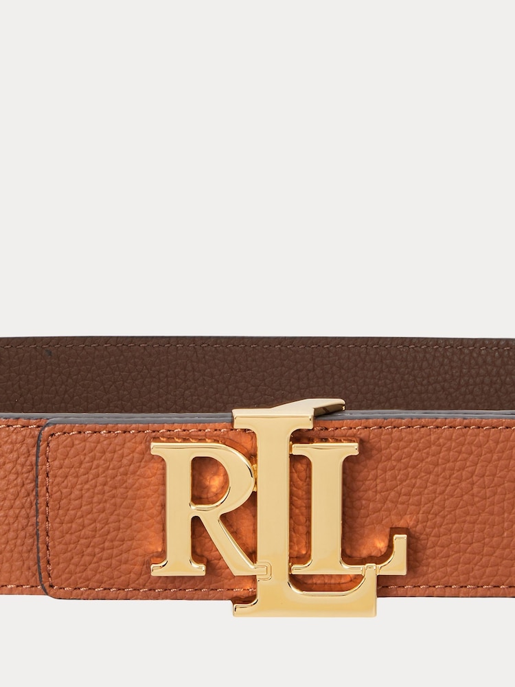 Lauren Ralph Lauren Brown Leather Wide Reversible Belt - Image 3 of 3 Lauren Ralph Lauren Brown Leather Wide Reversible Belt - Image 3 of 3