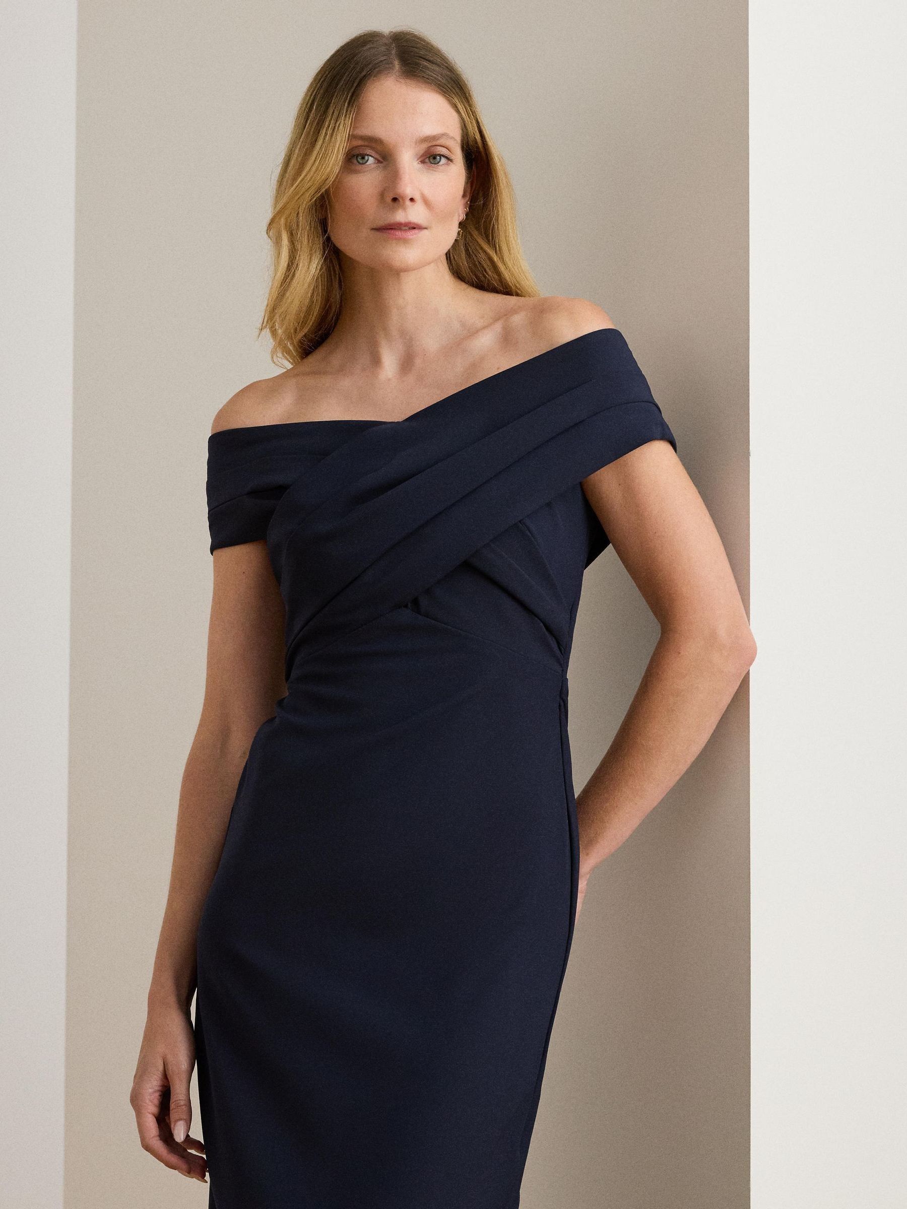 Buy Lauren Ralph Lauren Blue Irene Off-The-Shoulder Gown from the