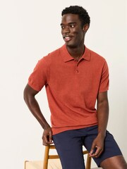 FatFace Rye Burnt Orange Knitted Polo Shirt - Image 3 of 4