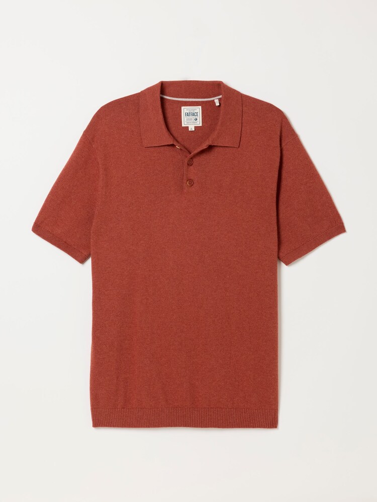 FatFace Rye Burnt Orange Knitted Polo Shirt - Image 4 of 4