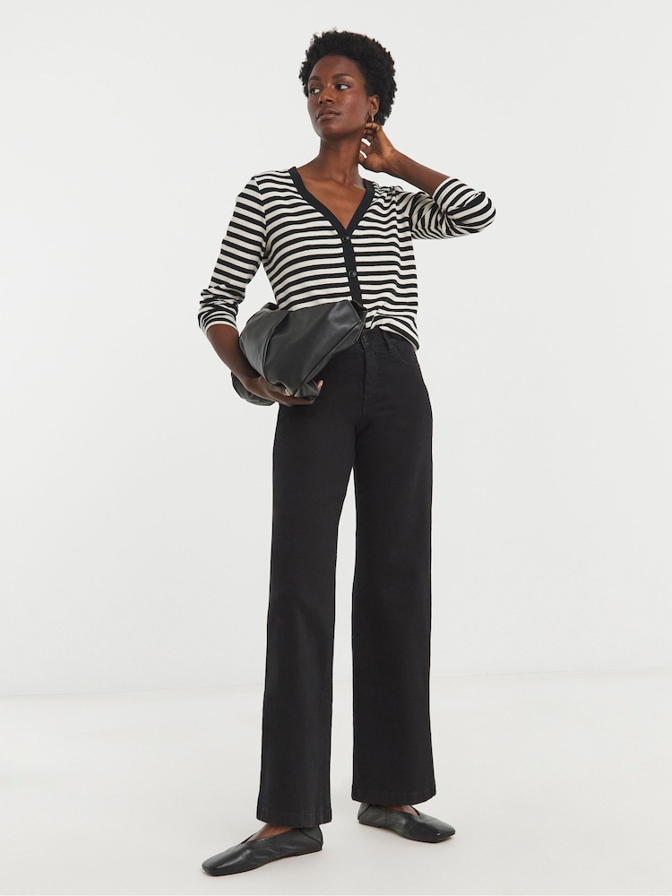 JD Williams Black 24/7 Wide Leg Jeans - Image 1 of 4