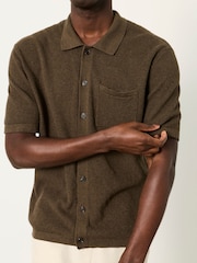 FatFace Portloe Khaki Green Knitted Shirt - Image 6 of 7