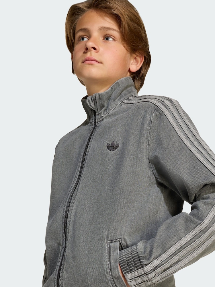 adidas Originals Grey Firebird Track Top Denim - Image 2 of 4 adidas Originals Grey Firebird Track Top Denim - Image 2 of 4