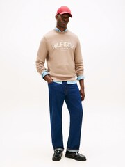 Tommy Hilfiger Brown Arch Logo Terry Crew Neck Sweatshirt - Image 3 of 5