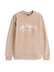 Tommy Hilfiger Brown Arch Logo Terry Crew Neck Sweatshirt - Image 5 of 5