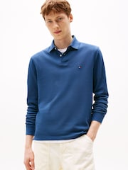 Tommy Hilfiger Blue 1985 Regular Fit Pique Long Sleeve Polo Shirt - Image 1 of 7