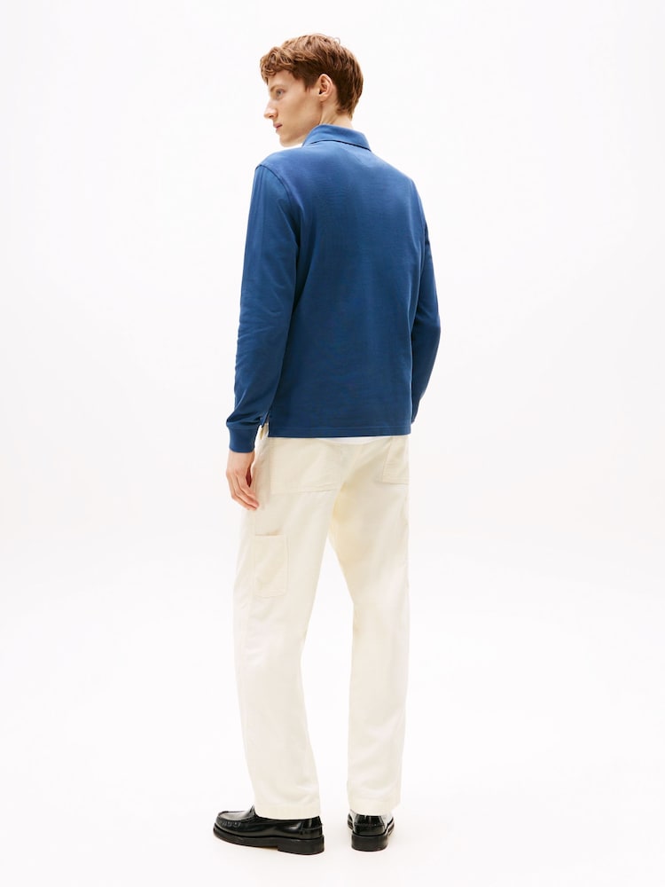 Tommy Hilfiger Blue 1985 Regular Fit Pique Long Sleeve Polo Shirt - Image 2 of 7 Tommy Hilfiger Blue 1985 Regular Fit Pique Long Sleeve Polo Shirt - Image 2 of 7
