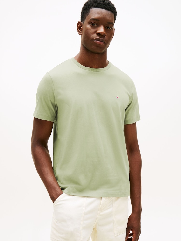 Tommy Hilfiger Green Flag Embroidery Crew Neck T-Shirt - Image 1 of 5