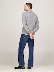 Tommy Hilfiger Grey Cable Knit Half Zip Jumper - Image 3 of 6