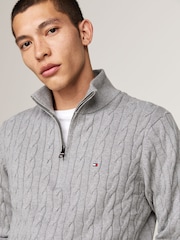 Tommy Hilfiger Grey Cable Knit Half Zip Jumper - Image 4 of 6