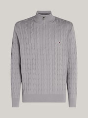 Tommy Hilfiger Grey Cable Knit Half Zip Jumper - Image 5 of 6
