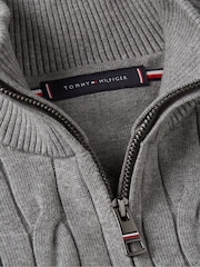 Tommy Hilfiger Grey Cable Knit Half Zip Jumper - Image 6 of 6