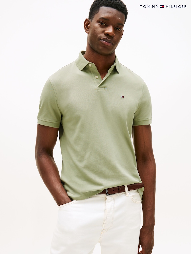 Tommy Hilfiger Green 1985 Regular Fit Pique Polo Shirt - Image 2 of 7 Tommy Hilfiger Green 1985 Regular Fit Pique Polo Shirt - Image 2 of 7