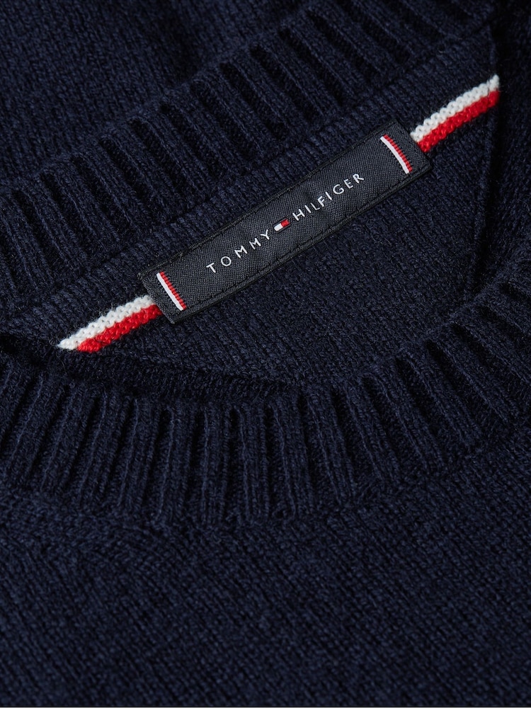 Tommy Hilfiger Blue Pure Lambswool Crew Neck Jumper - Image 6 of 6 Tommy Hilfiger Blue Pure Lambswool Crew Neck Jumper - Image 6 of 6