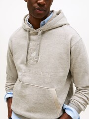 Tommy Hilfiger Grey Varsity Crest Relaxed Fleece Hoodie - Image 4 of 5