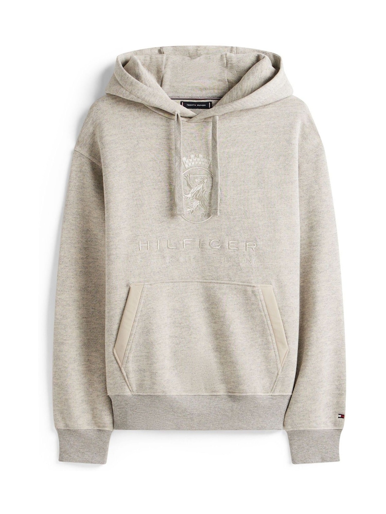 Tommy Hilfiger Grey Varsity Crest Relaxed Fleece Hoodie - Image 5 of 5