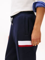 Tommy Hilfiger Blue Colour-Blocked Fleece Cuffed Joggers - Image 3 of 4