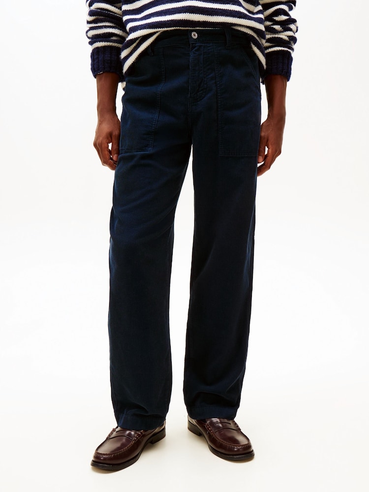 Tommy Hilfiger Blue Straight Corduroy Carpenter Chinos - Image 1 of 5 Tommy Hilfiger Blue Straight Corduroy Carpenter Chinos - Image 1 of 5