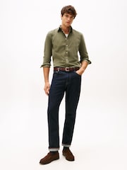 Tommy Hilfiger Green Regular Fit Flag Embroidery Corduroy Shirt - Image 3 of 5