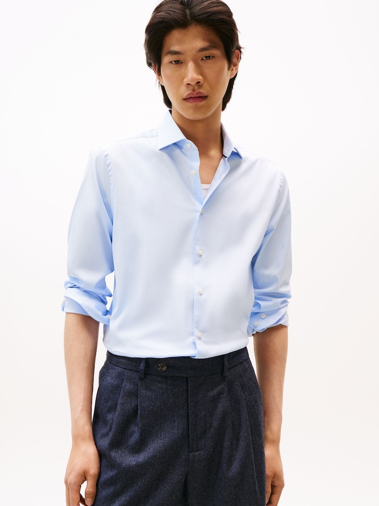 Tommy Hilfiger Blue Smart Casual Flex Slim Fit Shirt - Image 1 of 5 Tommy Hilfiger Blue Smart Casual Flex Slim Fit Shirt - Image 1 of 5