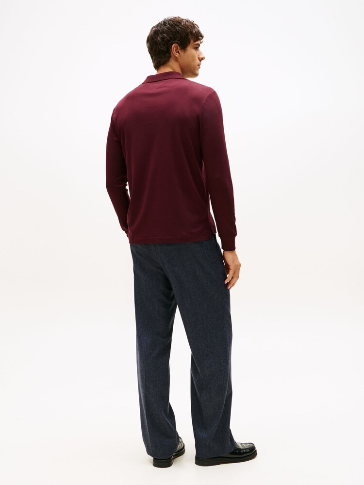 Tommy Hilfiger Red Regular Fit Long Sleeved Liquid Polo Shirt - Image 2 of 5