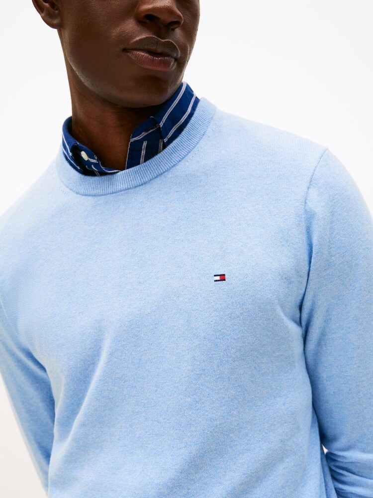 Tommy Hilfiger Blue Crew Neck Jumper With Cashmere - Image 1 of 5 Tommy Hilfiger Blue Crew Neck Jumper With Cashmere - Image 1 of 5