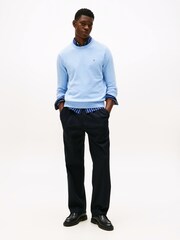 Tommy Hilfiger Blue Crew Neck Jumper With Cashmere - Image 3 of 5